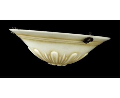Opaline glass hanging light shade with chain, 15.75" diameter