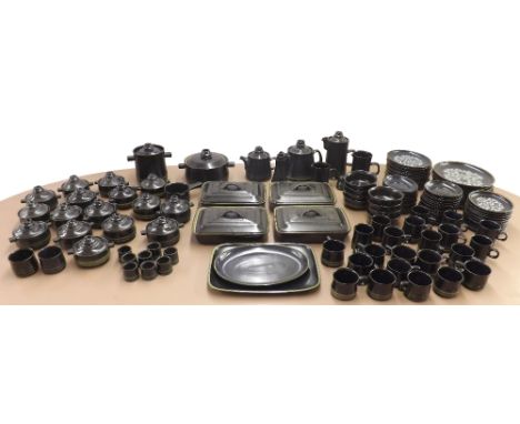 Comprehensive and extensive Denby 'Bokhara' tea and dinner service comprising four lidded serving dishes, two meat plates, te