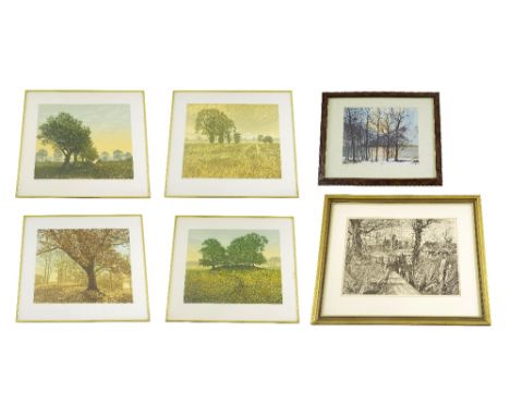 Kenneth Leech (20th/21st century) - set of four limited edition prints of rural landscapes; together with signed Peter Newcom