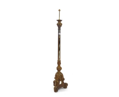 Interesting giltwood standard lamp, fitted with mirrored panels, 54" high (a.f)