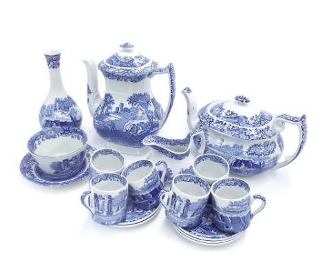 Collection of Spode Italian tea wares to include coffee pot, teapot, six coffee cans, five saucers, sucrier and plate, milk j