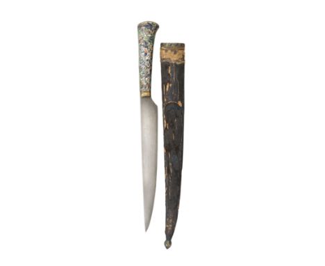 A FINE INDIAN DAGGER (KARD), FIRST HALF OF THE 19TH CENTURY with earlier Persian finely watered single-edged blade with trace