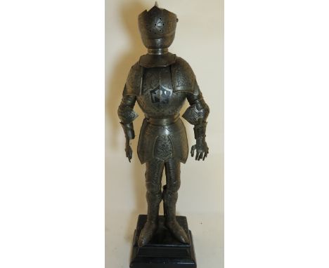 A MINIATURE CAP-A-PIE ARMOUR WITH ETCHED DECORATION IN THE 16TH CENTURY STYLE, 19TH CENTURY of steel, comprising close helmet