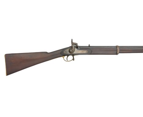 A .650 CALIBRE PERCUSSION THREE BAND MUSKET, BIRMINGHAM PROOF MARKS, MID-19TH CENTURY  with blued sighted barrel struck with 