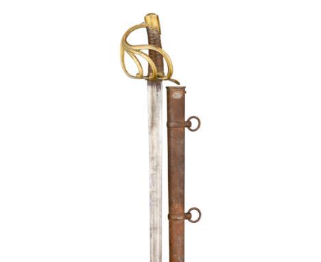 A FRENCH MODEL MODEL AN XI CAVALRY SWORD, DATED 1855 of regulation type, with fullered blade double-edged at the point, the b