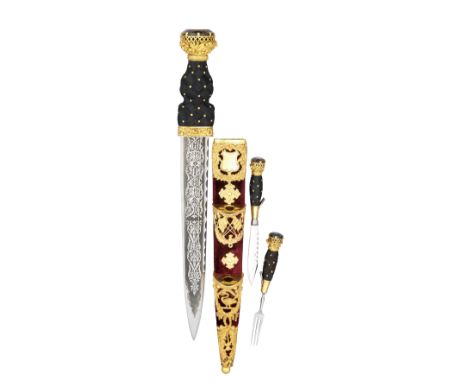 A FINE 18 CT GOLD-MOUNTED DRESS DIRK BY HAMILTON AND INCHES, EDINBURGH 1966, BASED ON THAT PRESENTED TO SIR COLIN CAMPBELL, G