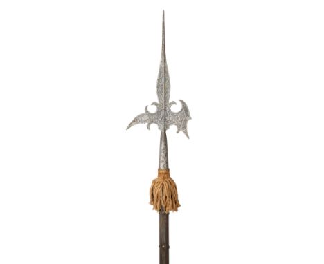 A RARE GERMAN ETCHED HALBERD FOR THE GUARD OF THE ABBEY OF WERDEN AND HELMSTÄDT IN THE DIOCESE OF COLOGNE, DATED 1592 with ta