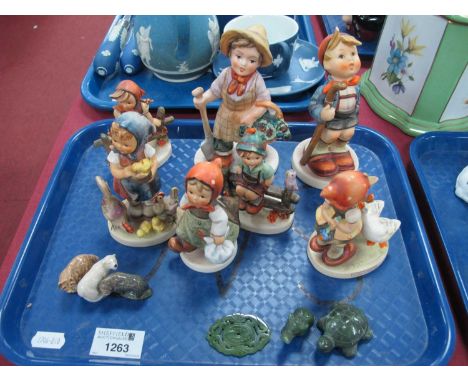 Goebel Figures, 'Feeding Time, "Grandma's Girl" and "Goose Girl", etc:- One Tray