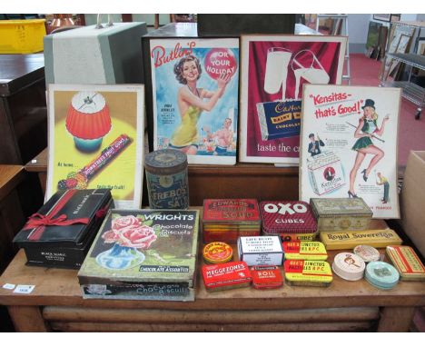 Six Vintage Advertising Card Displays, including Cadbury's, Butlin's, Rowntrees Fruit Gums; later example in metal, various t