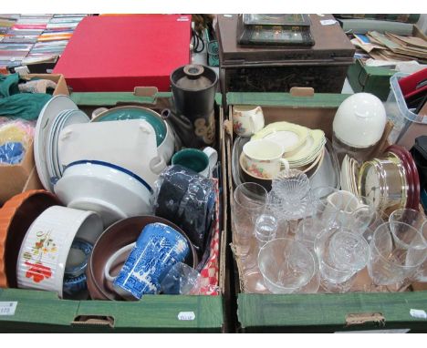 Denby green wheat plates, tureens and jugs, Mailing jug and pots, other various ceramic ware, glass decanter, wine, champagne