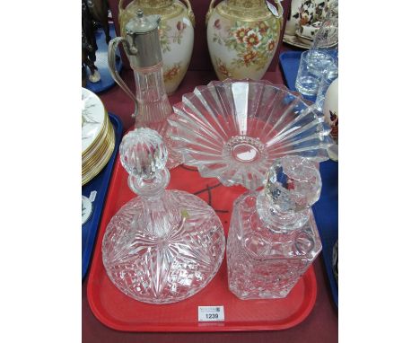 Cut glass ships decanter, Rosenthal glass bowl, claret jug, etc:- One Tray