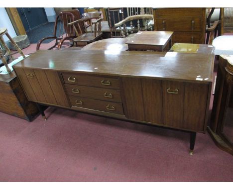 Vintage E.Gomme Plan Sideboard, with three central drawers, with flanking folding cupboard doors, on ebonised supports, 191cm