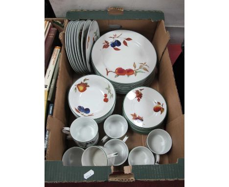Royal Worcester 'Evesham Vale' table china of approx. forty pieces, dinner plates, bowls, side plates, coffee cups and saucer