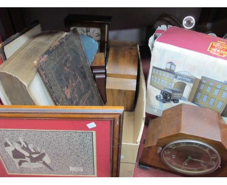 Lledo Days Gone Scammel 6-Wheel Box Van 'Whitbread' and three piece tinplate brewery buildings (boxed), American mantel clock