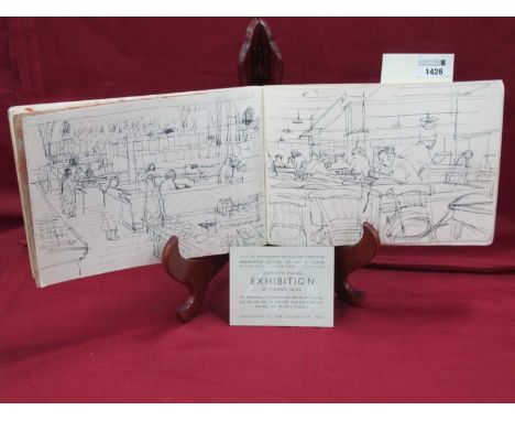 Examinations in Art 1961 Rathbone Sketch Book Containing, pastel watercolour, pencil, and ink drawings, including abstract, i