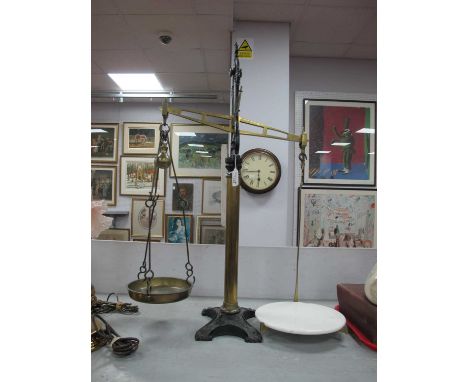 XIX Century Brass Shop Scales, (Darnall - Sons, Bristol), 84cm high.