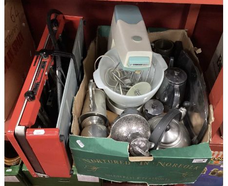 AGA Kettle, stainless steel four piece tea service, Kenwood mixer (sold for parts only), together with a Tilley Talisman barb