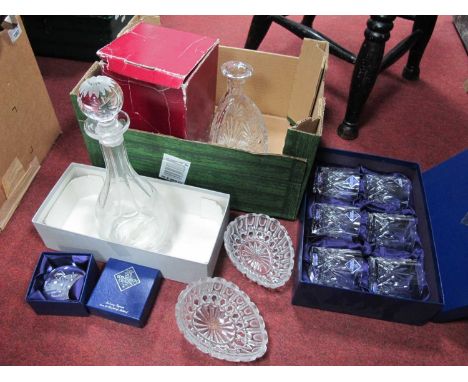 Edinburgh crystal boxed set of six tumblers and paper weight, Waterstone decanter, one other etc. 1 Box