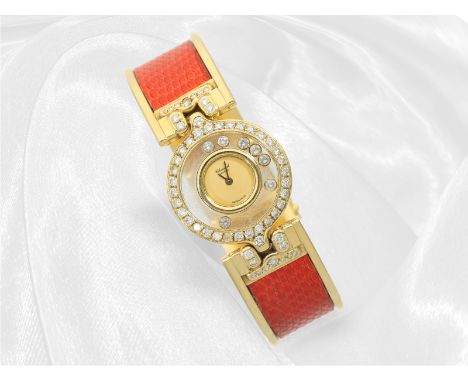 Luxuriöse Damenuhr Chopard Happy Diamonds, Ref. 4100, mit Wempe Spangen-Armband, ca. 2ct Brillanten: Ca. Ø26mm, ca. 81,3g, 18