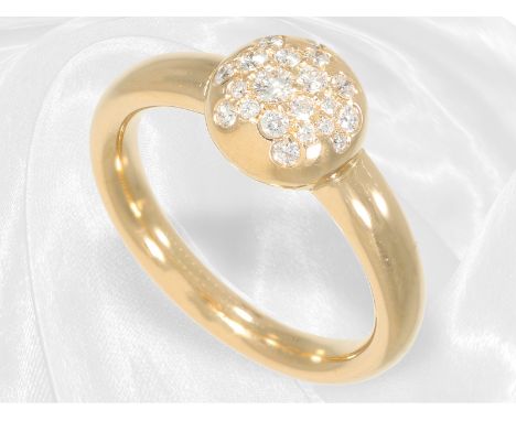 Ungetragener Designer-Brillant-Goldschmiedering der Marke Cervera, Modell "Button", 18K Roségold: Ca. Ø17mm, RG54, ca. 6,8g, 