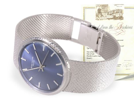 Armbanduhr: äußerst luxuriöse und rare Patek Philippe Calatrava mit Zentralsekunde und speziellem Aufzug: Ca. Ø35mm, ca. 90g,