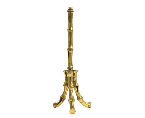 A French brass faux bamboo table lamp, 33cm high to base of fitting 