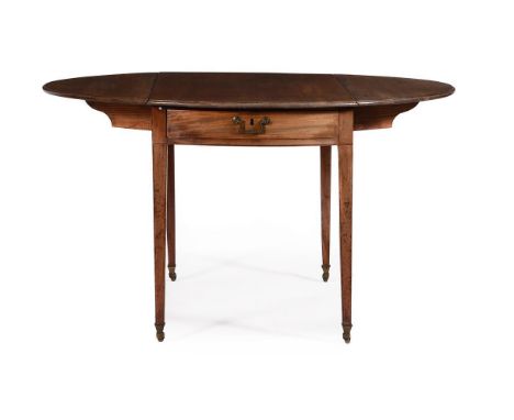 A large George III mahogany oval Pembroke table, 68.5cm high, 101cm wide, 59cm deep when closed Provenance: Property of The H