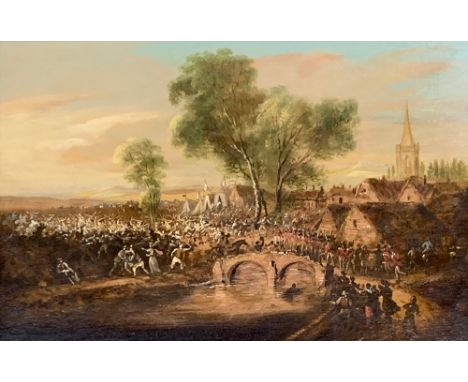 William Sadler (1782-1839) Donnybrook Fair, Dublin, oil on panel, label to verso for Daniel Egan, Dublin, 21 x 32cm 