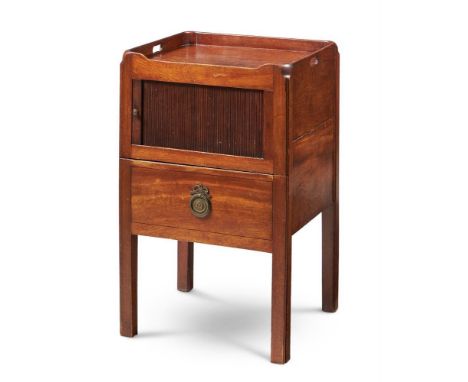 A George III mahogany night commode, circa 1780, with tambour door, 49cm wide, 43cm deep, 78cm highProvenance: Private Collec