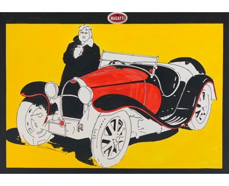 Jeffrey Morgan (b.1942) Bugatti - 1960s design for  tin print for JRM Designs Ltd, poster colour on paper, 40 x 55cm 