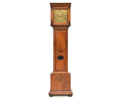 An early 18th century Dutch longcase clock, the dial signed Huygens Amsterdam, with silvered chapter ring with Roman numerals