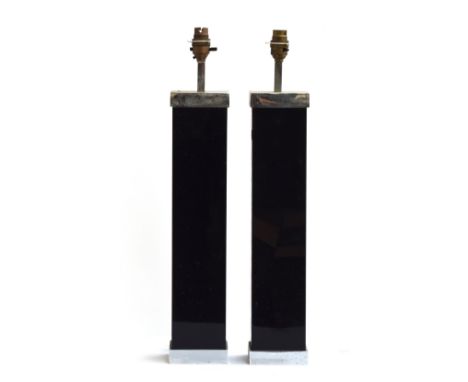 A pair of contemporary black acrylic and chrome table lamps, 51cm high to base of fittingProvenance: part of the contents of 
