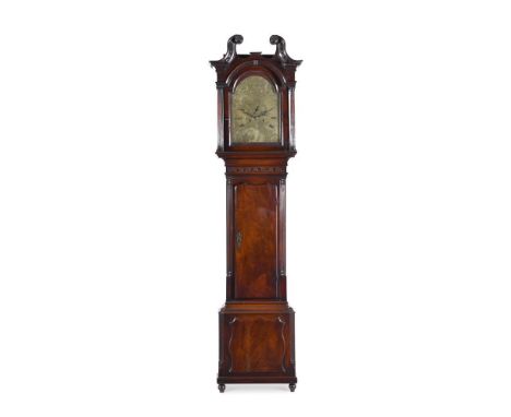 A mahogany longcase clock comprising associated George III elements, the eight-day bell striking movement with 12inch arched 