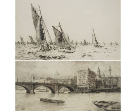 William Lionel Wyllie (British 1851-1931): Boat Race, etching signed in pencil 15cm x 24cm; William Thomas Martin Hawksworth 