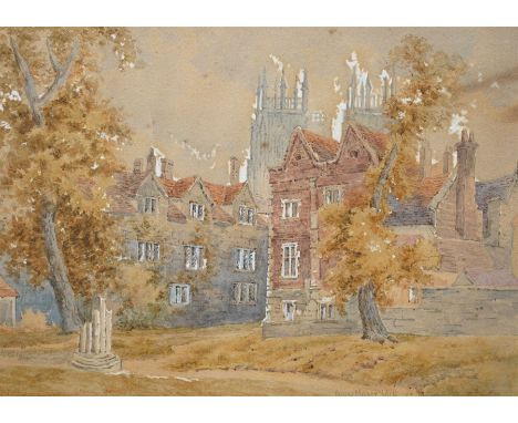 Circle of William James Boddy (British 1831-1911): 'Kings Manor York', watercolour signed 'J Lucas' and titled 24cm x 33cm