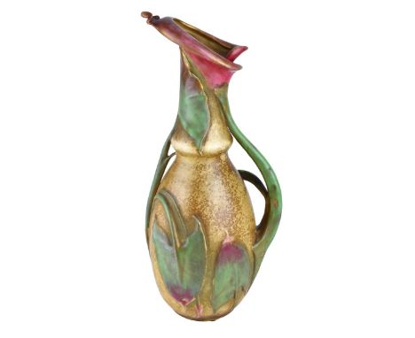 Paul Dachsel Amphora Lily Pottery Vase/Pitcher. Impressed amphora mark and numbered to base. Measures 14-3/4" H. Condition: C