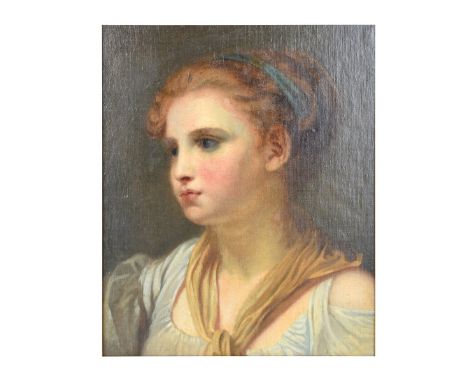 After: Jean Baptiste Greuze, French (1725 - 1805) Oil on Canvasboard, Portrait of a Young Girl, Unsigned. Measures 15" H x 12
