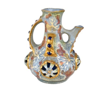 Imperial Amphora Morania Reticulated and Jeweled Pitcher. Impressed Amphora, Austria mark along Imperial mark to base, number