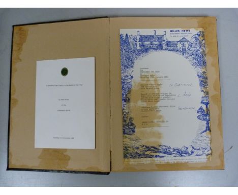 TOVEY JOHN.  An Evening with John Tovey. Folio album, worn cond. but with some 50 pages of manuscript signatures of diners, t