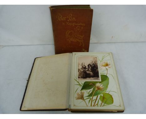 ARTHUR RACKHAM (Illus).  Peter Pan. Poor cond. but tipped in col. plates. Quarto. 1909; also a Victorian photograph album wit