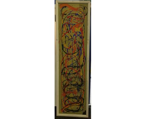 LARGE VINTAGE JACKSON POLLOCK STYLE PAINTING 84'X24'