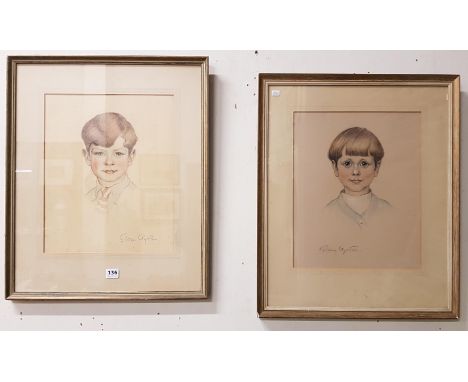 PAIR OF LARGE ANTIQUE PORTRAIT PASTELS