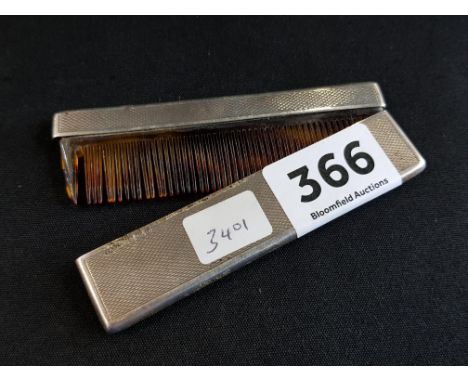 SILVER AND FAUX TORTOISESHELL COMB AND COVER BIRMINGHAM 1953-4