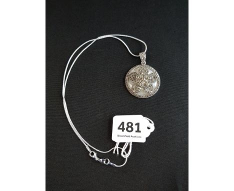 SILVER MARCASITE PENDANT ON SILVER CHAIN