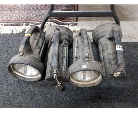 4 OLD BRITISH ARMY SEARCH LAMPS