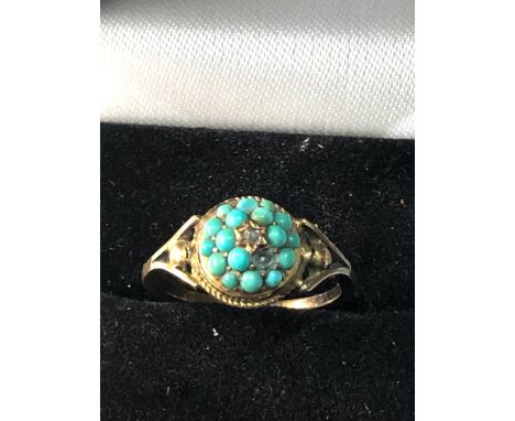 Antique 9ct gold and turquoise ring missing stone 