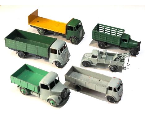 Selection of vintage Dinky lorries played worn condition 