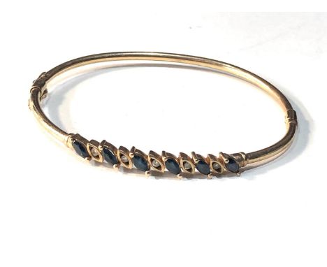 9ct gold sapphire &amp; diamond bangle weight 6.7g 