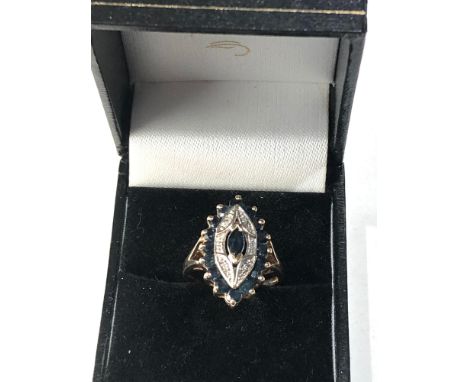 9ct gold sapphire marquis ring weight 3.8g 