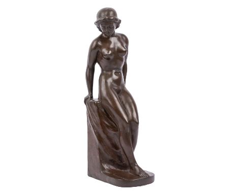 STOCKER, DANIEL (1865-1957) "Stehender weiblicher Akt" Bronze, sig., H: ca. 43 cm. Leichte Altersspuren.| STOCKER, DANIEL (18